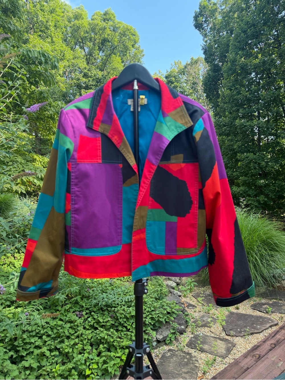 Vintage Transitions Y2K Cropped Patchwork Color Block Jacket- Size L
